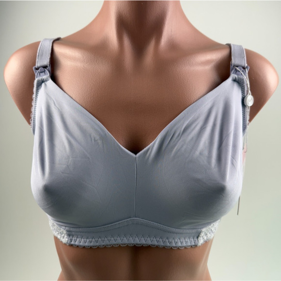 Cake Lingerie Balcony Style Flexible Wire Embroidery Purple Nursing Bra Size 32E - Picture 1 of 15